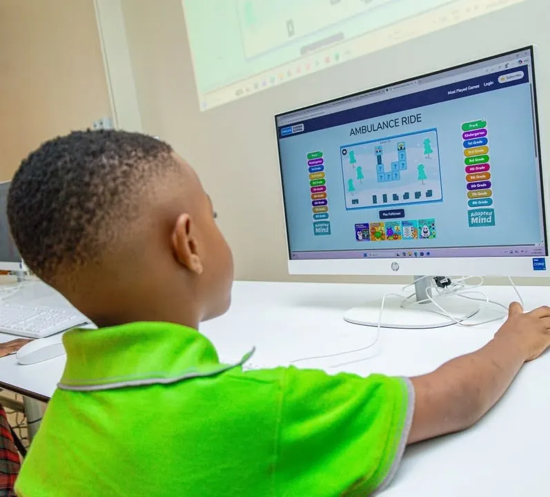 Young students in a modern ICT lab