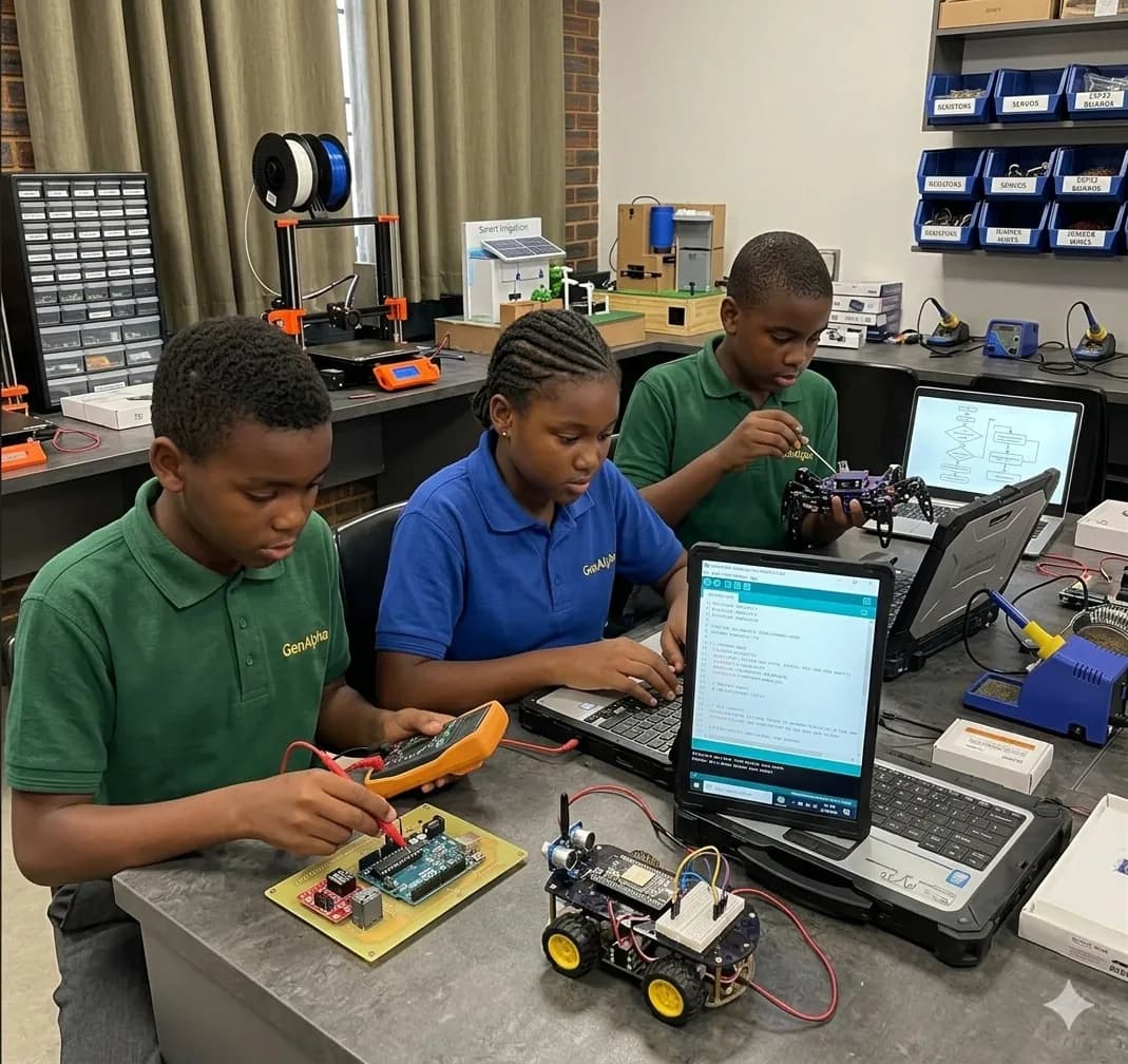 Student working on an electronic development board